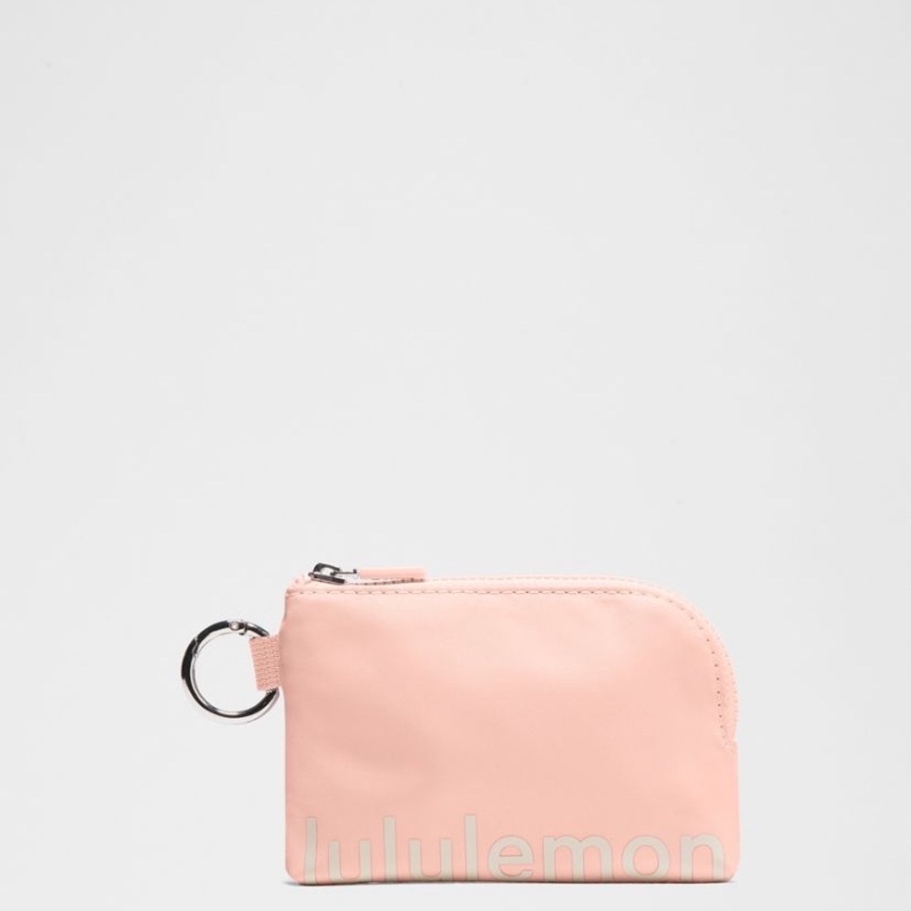 NWT Lululemon Clippable Card Pouch Flush Pink/White Opal